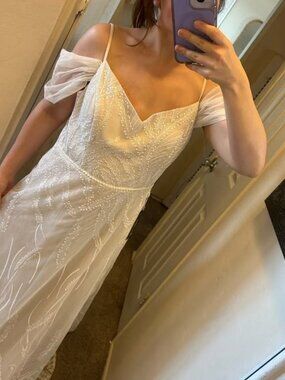 NWT White Formal Dress Ever Pretty 0x Off-Shoulder